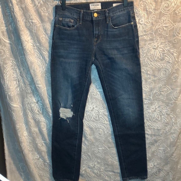 Frame Medium Wash Ankle Slim Boyfriend Jeans 25 - Picture 2 of 8